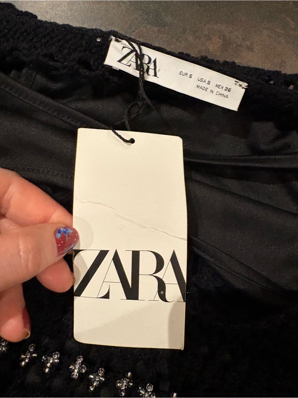 Zara Black Beading Crochet Maxi Dress Small - Picture 4 of 11
